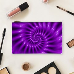 Glossy Bright Purple Fractal Spiral  Cosmetic Bag (Medium) from ArtsNow.com Front