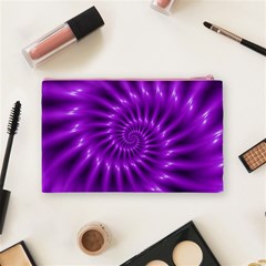 Glossy Bright Purple Fractal Spiral  Cosmetic Bag (Medium) from ArtsNow.com Back