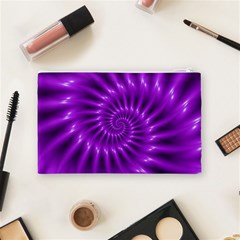 Glossy Bright Purple Fractal Spiral  Cosmetic Bag (Medium) from ArtsNow.com Back