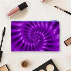 Glossy Bright Purple Fractal Spiral  Cosmetic Bag (Medium) from ArtsNow.com Back