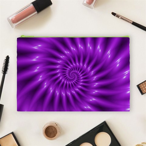 Glossy Bright Purple Fractal Spiral  Cosmetic Bag (Large) from ArtsNow.com Front