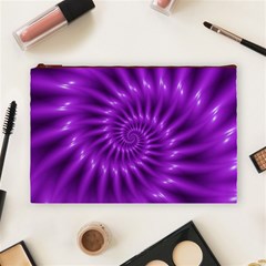 Glossy Bright Purple Fractal Spiral  Cosmetic Bag (Large) from ArtsNow.com Front