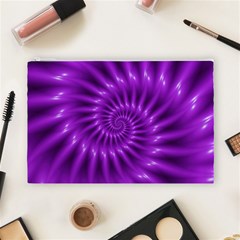 Glossy Bright Purple Fractal Spiral  Cosmetic Bag (Large) from ArtsNow.com Front