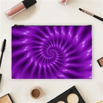 Glossy Bright Purple Fractal Spiral  Cosmetic Bag (Large)