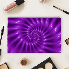 Glossy Bright Purple Fractal Spiral  Cosmetic Bag (Large) from ArtsNow.com Back