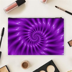 Glossy Bright Purple Fractal Spiral  Cosmetic Bag (Large) from ArtsNow.com Back