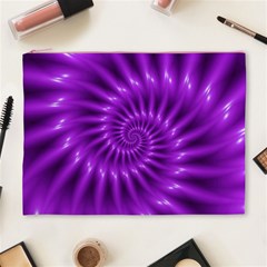 Glossy Bright Purple Fractal Spiral  Cosmetic Bag (XL) from ArtsNow.com Front