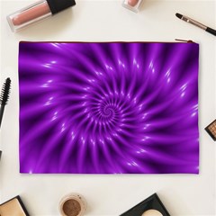 Glossy Bright Purple Fractal Spiral  Cosmetic Bag (XL) from ArtsNow.com Back