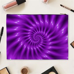 Glossy Bright Purple Fractal Spiral  Cosmetic Bag (XL) from ArtsNow.com Back