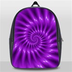 Glossy Bright Purple Fractal Spiral  School Bag (Large)