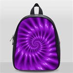 Glossy Bright Purple Fractal Spiral  School Bag (Small)