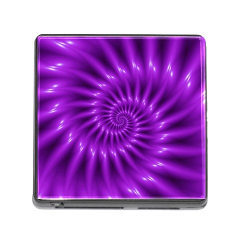 Glossy Bright Purple Fractal Spiral  Memory Card Reader (Square) from ArtsNow.com Front