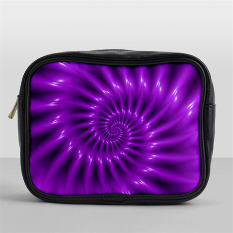 Glossy Bright Purple Fractal Spiral  Mini Toiletries Bag (One Side) from ArtsNow.com Front