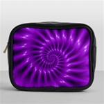 Glossy Bright Purple Fractal Spiral  Mini Toiletries Bag (One Side)