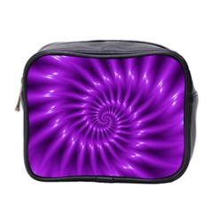 Glossy Bright Purple Fractal Spiral  Mini Toiletries Bag (Two Sides) from ArtsNow.com Front