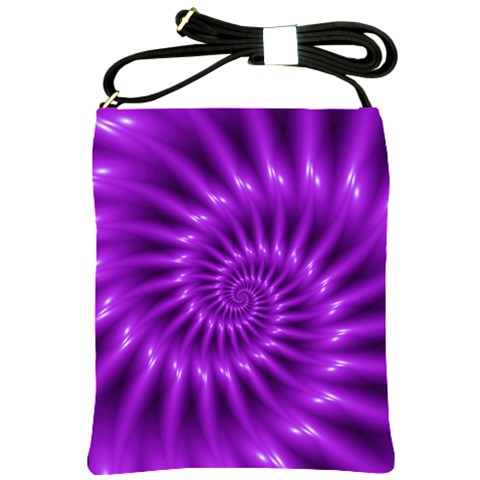 Glossy Bright Purple Fractal Spiral  Shoulder Sling Bag from ArtsNow.com Front