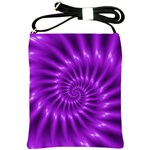 Glossy Bright Purple Fractal Spiral  Shoulder Sling Bag