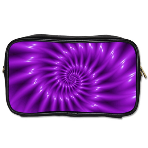 Glossy Bright Purple Fractal Spiral  Toiletries Bag (Two Sides) from ArtsNow.com Front