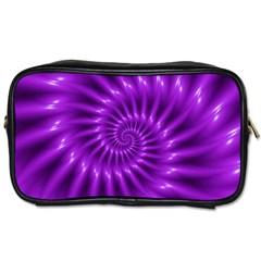 Glossy Bright Purple Fractal Spiral  Toiletries Bag (Two Sides) from ArtsNow.com Front