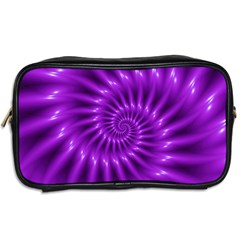 Glossy Bright Purple Fractal Spiral  Toiletries Bag (Two Sides) from ArtsNow.com Back