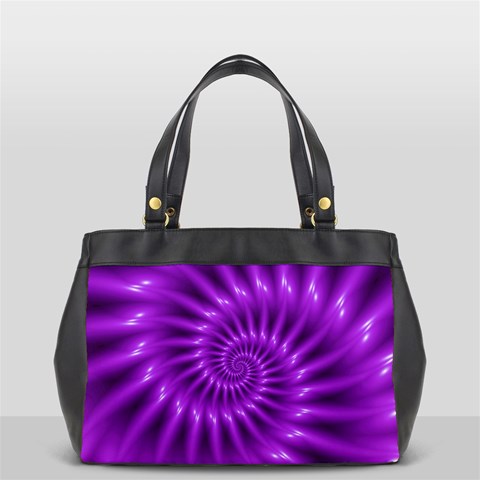 Glossy Bright Purple Fractal Spiral  Oversize Office Handbag (2 Sides) from ArtsNow.com Back