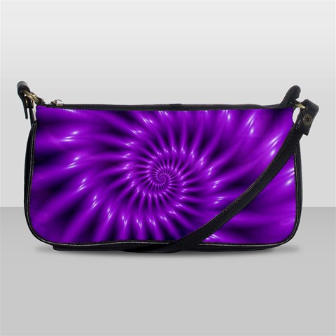 Glossy Bright Purple Fractal Spiral  Shoulder Clutch Bag from ArtsNow.com Front