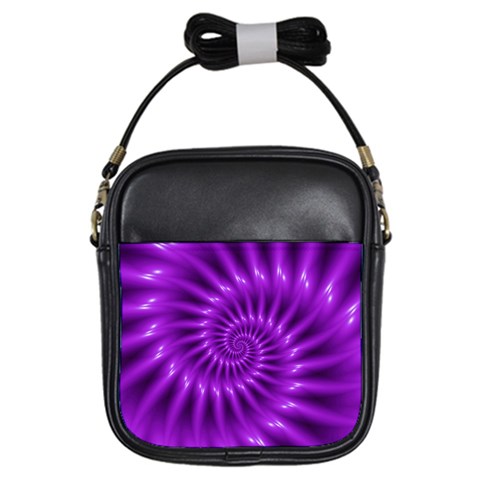 Glossy Bright Purple Fractal Spiral  Girls Sling Bag from ArtsNow.com Front