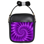 Glossy Bright Purple Fractal Spiral  Girls Sling Bag