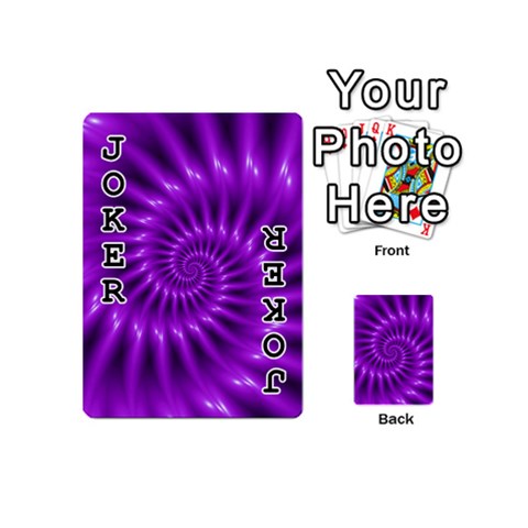 Glossy Bright Purple Fractal Spiral  Playing Cards 54 (Mini) from ArtsNow.com Front - Joker1