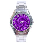 Glossy Bright Purple Fractal Spiral  Stainless Steel Analogue Watch