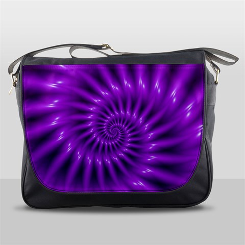 Glossy Bright Purple Fractal Spiral  Messenger Bag from ArtsNow.com Front