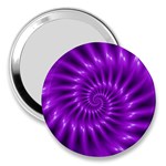 Glossy Bright Purple Fractal Spiral  3  Handbag Mirror