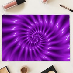 Glossy Bright Purple Fractal Spiral  Cosmetic Bag (XXL) from ArtsNow.com Front