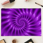 Glossy Bright Purple Fractal Spiral  Cosmetic Bag (XXL)