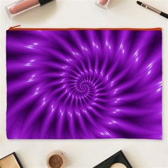 Glossy Bright Purple Fractal Spiral  Cosmetic Bag (XXXL) from ArtsNow.com Front