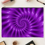 Glossy Bright Purple Fractal Spiral  Cosmetic Bag (XXXL)