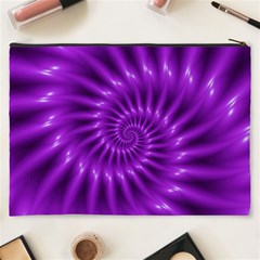 Glossy Bright Purple Fractal Spiral  Cosmetic Bag (XXXL) from ArtsNow.com Back