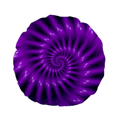 Glossy Bright Purple Fractal Spiral  Standard 15  Premium Round Cushion  from ArtsNow.com Front