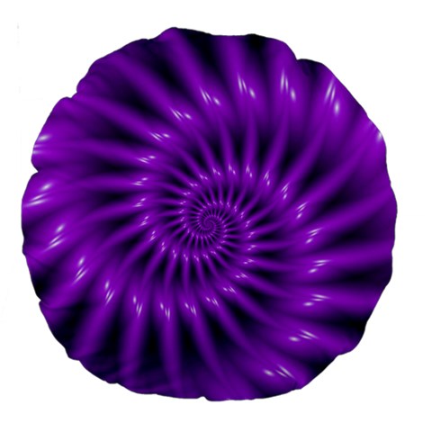 Glossy Bright Purple Fractal Spiral  Large 18  Premium Round Cushion  from ArtsNow.com Front