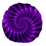 Glossy Bright Purple Fractal Spiral  Large 18  Premium Round Cushion 