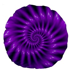 Glossy Bright Purple Fractal Spiral  Large 18  Premium Round Cushion  from ArtsNow.com Back