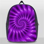 Glossy Bright Purple Fractal Spiral  School Bag (XL)