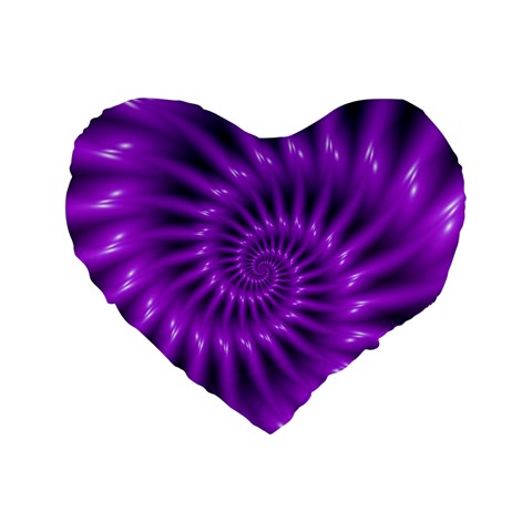 Glossy Bright Purple Fractal Spiral  Standard 16  Premium Heart Shape Cushion  from ArtsNow.com Front