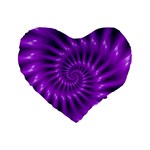 Glossy Bright Purple Fractal Spiral  Standard 16  Premium Heart Shape Cushion 