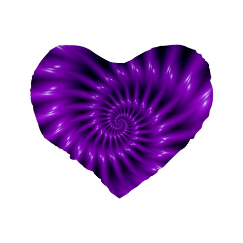 Glossy Bright Purple Fractal Spiral  Standard 16  Premium Heart Shape Cushion  from ArtsNow.com Back