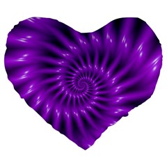 Glossy Bright Purple Fractal Spiral  Large 19  Premium Heart Shape Cushion from ArtsNow.com Front