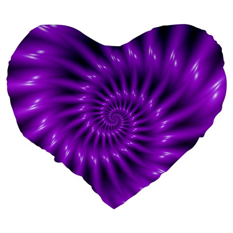 Glossy Bright Purple Fractal Spiral  Large 19  Premium Heart Shape Cushion from ArtsNow.com Back