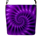 Glossy Bright Purple Fractal Spiral  Flap Closure Messenger Bag (L)