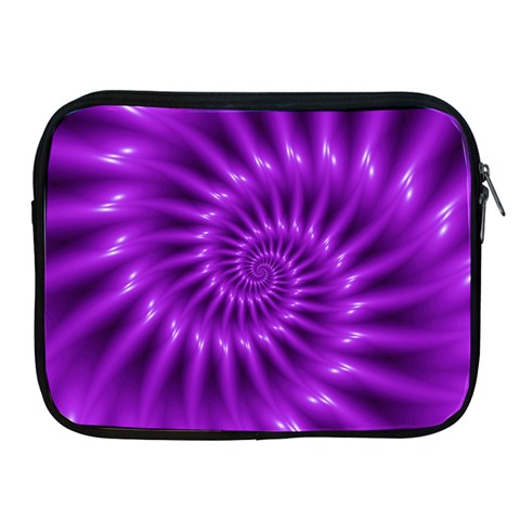 Glossy Bright Purple Fractal Spiral  Apple iPad 2/3/4 Zipper Case from ArtsNow.com Front