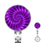 Glossy Bright Purple Fractal Spiral  Stainless Steel Nurses Watch